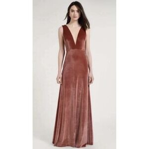 Jenny Yoo BHLDN English Rose Logan Velvet Stretch Dress Size 12 Deep V Neck